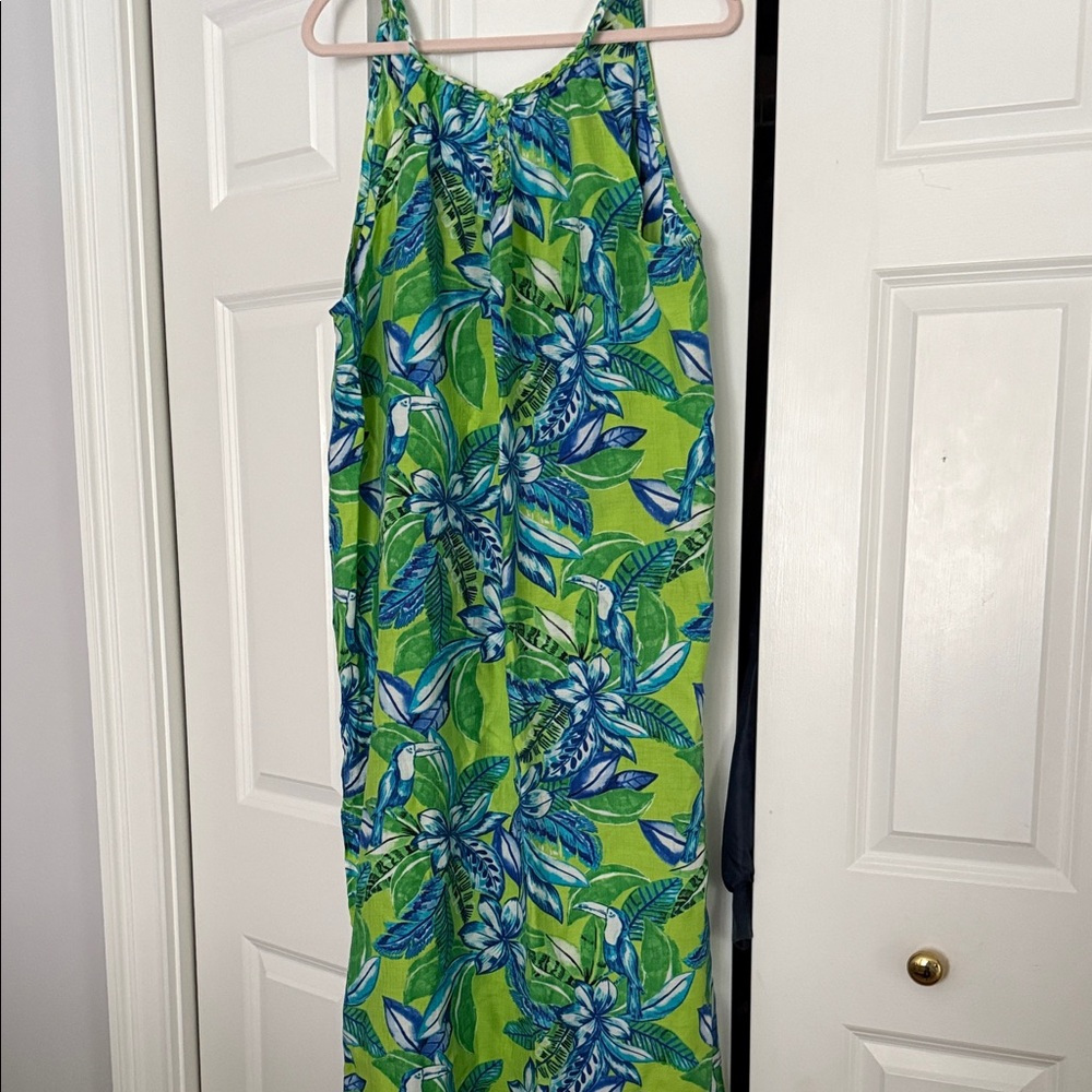 Tropical Green and Blue woman’s sun dress